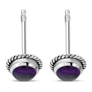 Amethyst Stone Stud Silver Earrings, e337
